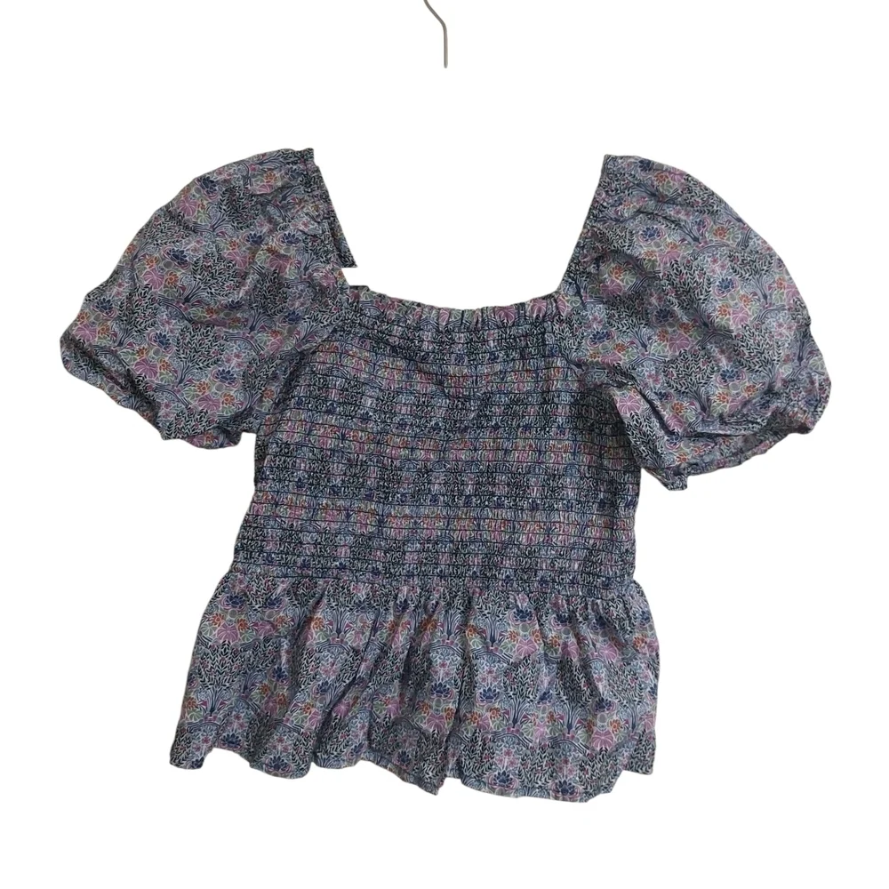 J. Crew Floral Puff Sleeve Blouse